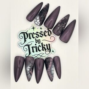 Snake Charmer | Smokey Plum Chrome Press-On Nails — Luxe Serpentcore Set